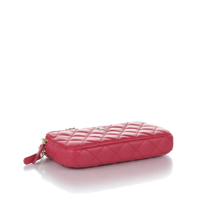 Chanel Lambskin Quilted Small Clutch With Chain Dark Pink 4 of 9