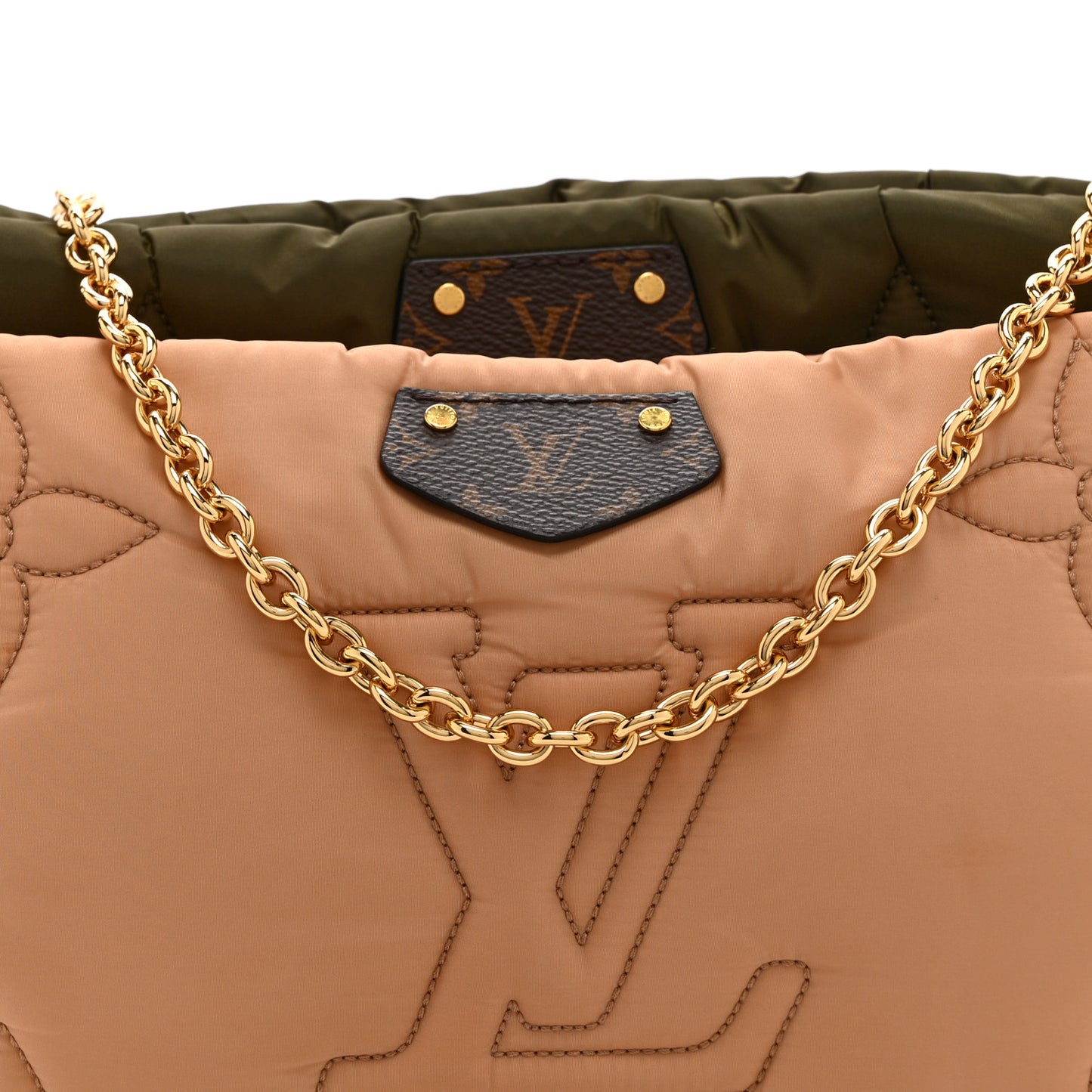 Econyl Monogram Pillow Maxi Multi Pochette Accessories Kaki Beige