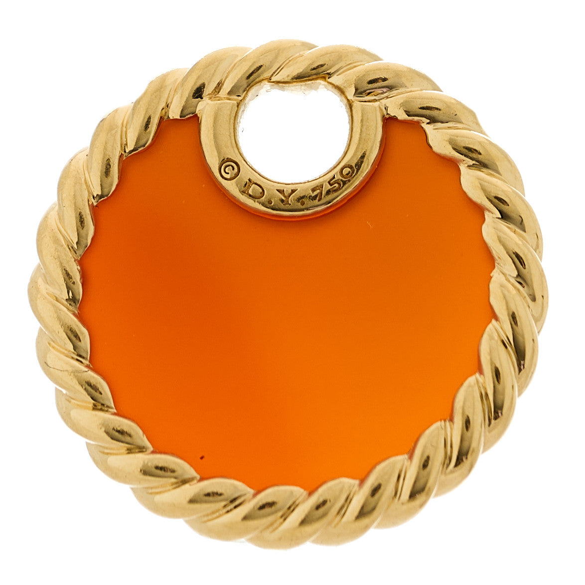 18K Yellow Gold Carnelian Elements Disc Pendant