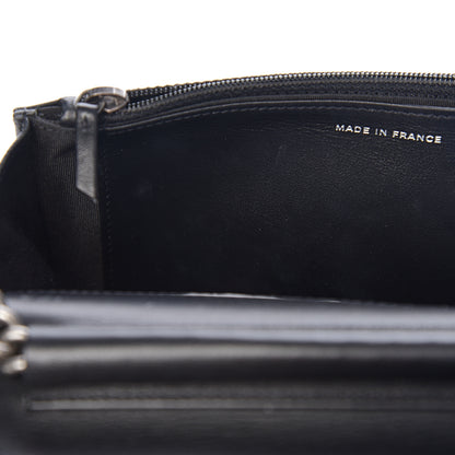 Chanel Grained Calfskin Chevron Quilted Boy Wallet On Chain WOC Black 7 of 14
