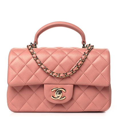 Chanel Lambskin Quilted Mini Top Handle Rectangular Flap Pink 1 of 11