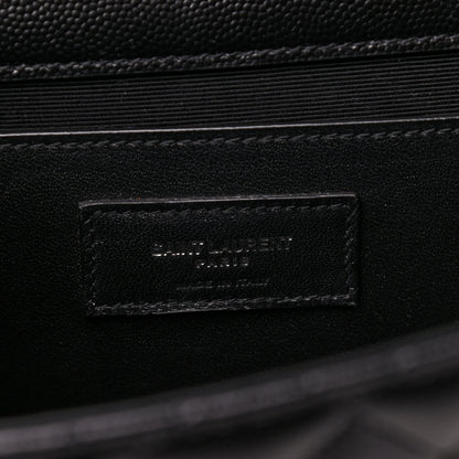 Saint Laurent Grain De Poudre Textured Mixed Matelasse Triquilt Medium Monogram Satchel Black 7 of 10
