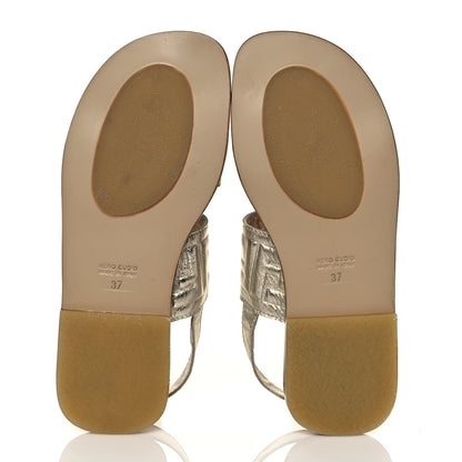 Fendi Metallic Nappa FF Embossed Slingback Slide Sandals 37 Gold 5 of 8