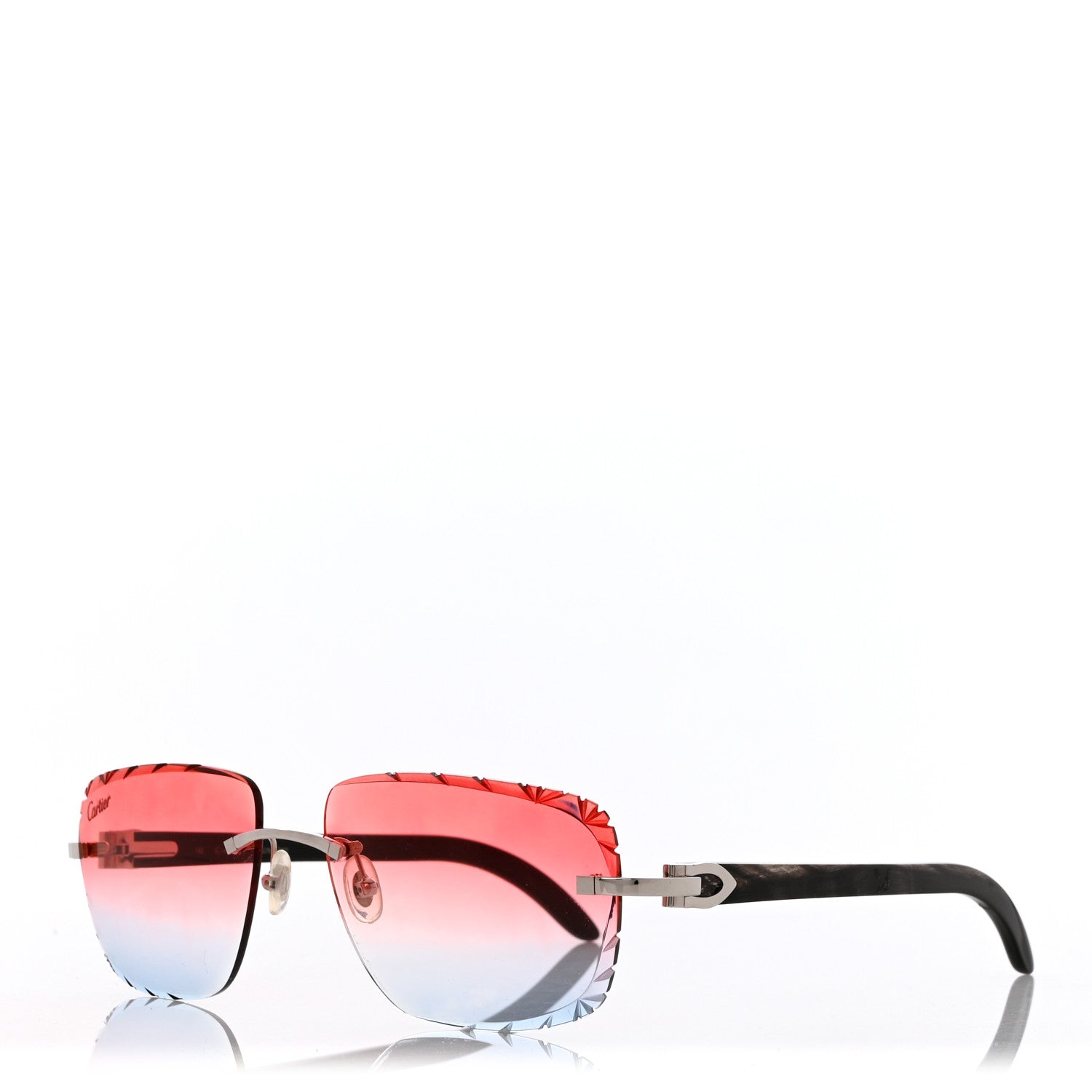 Cartier Metal Horn Square Sunglasses Pink Blue 1 of 9