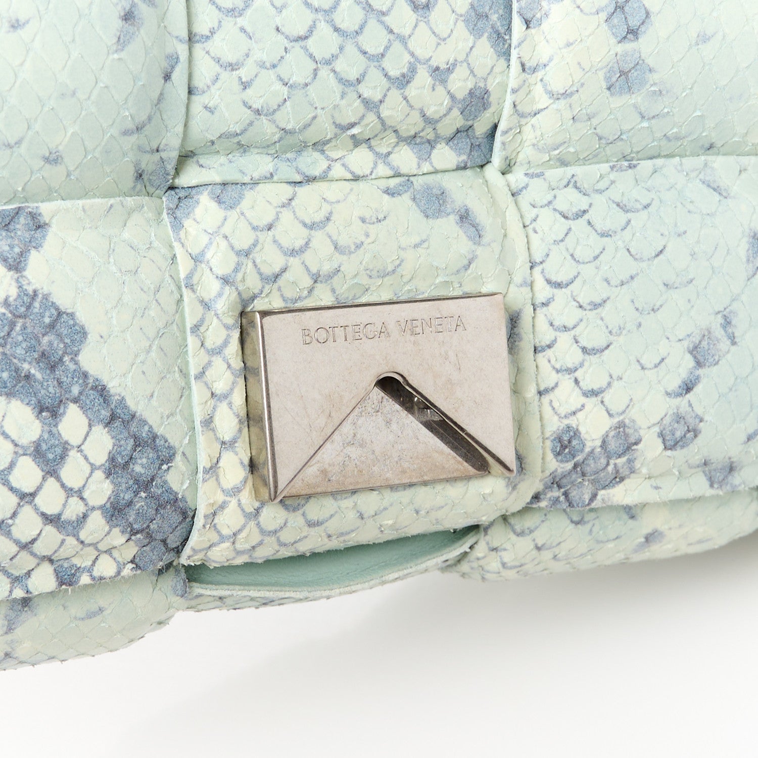 Bottega Veneta Goatskin Python Embossed Padded Cassette Crossbody Bag Dew Black Silver 9 of 12