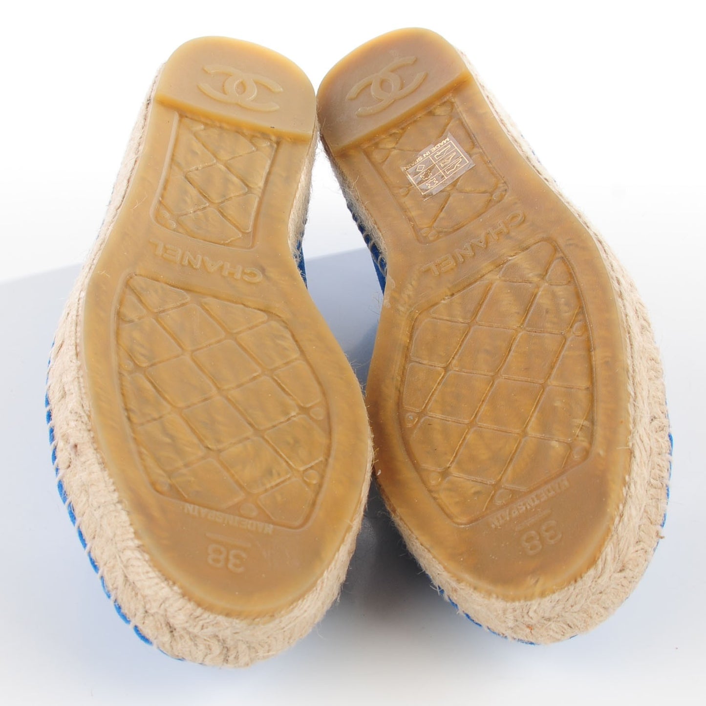 Suede Lambskin CC Espadrilles 38 Blue