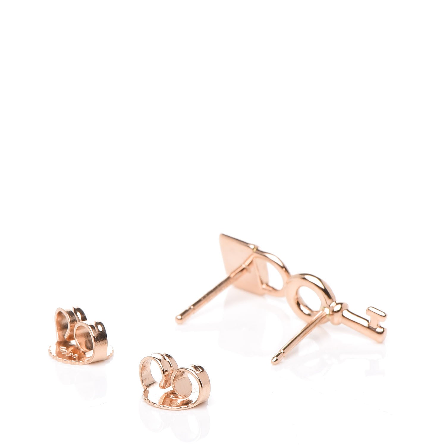 Tiffany 18K Rose Gold Mini Key and Lock Earrings 3 of 5