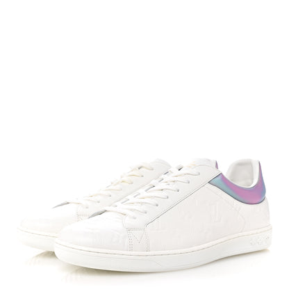 Louis Vuitton Iridescent Grained Calfskin Embossed Monogram Mens Luxembourg Low Top Sneakers 9.5 White 4 of 9