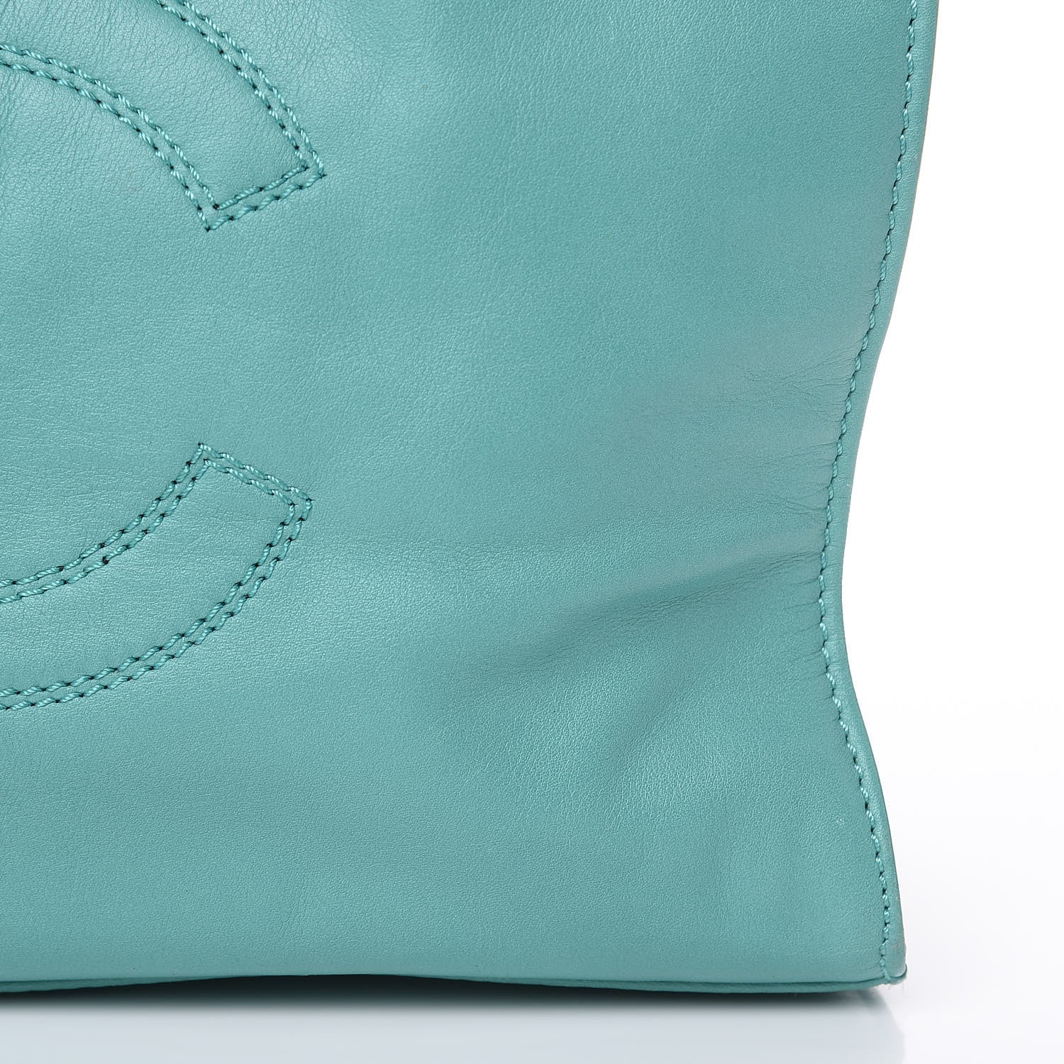 Chanel Lambskin CC Stitched Tote Turquoise 18 of 21