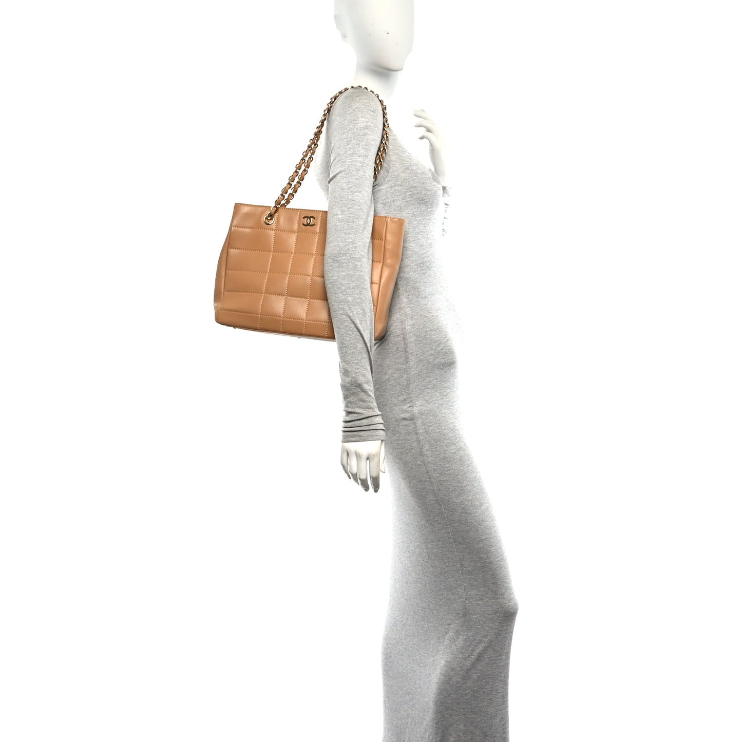 Lambskin Square Quilted Tote Beige