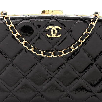 Chanel Glazed Goatskin Quilted Box With Chain Black 8 of 10