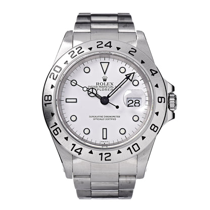 Rolex Stainless Steel 40mm Oyster Perpetual Date Explorer II Watch White 16570 1 of 6