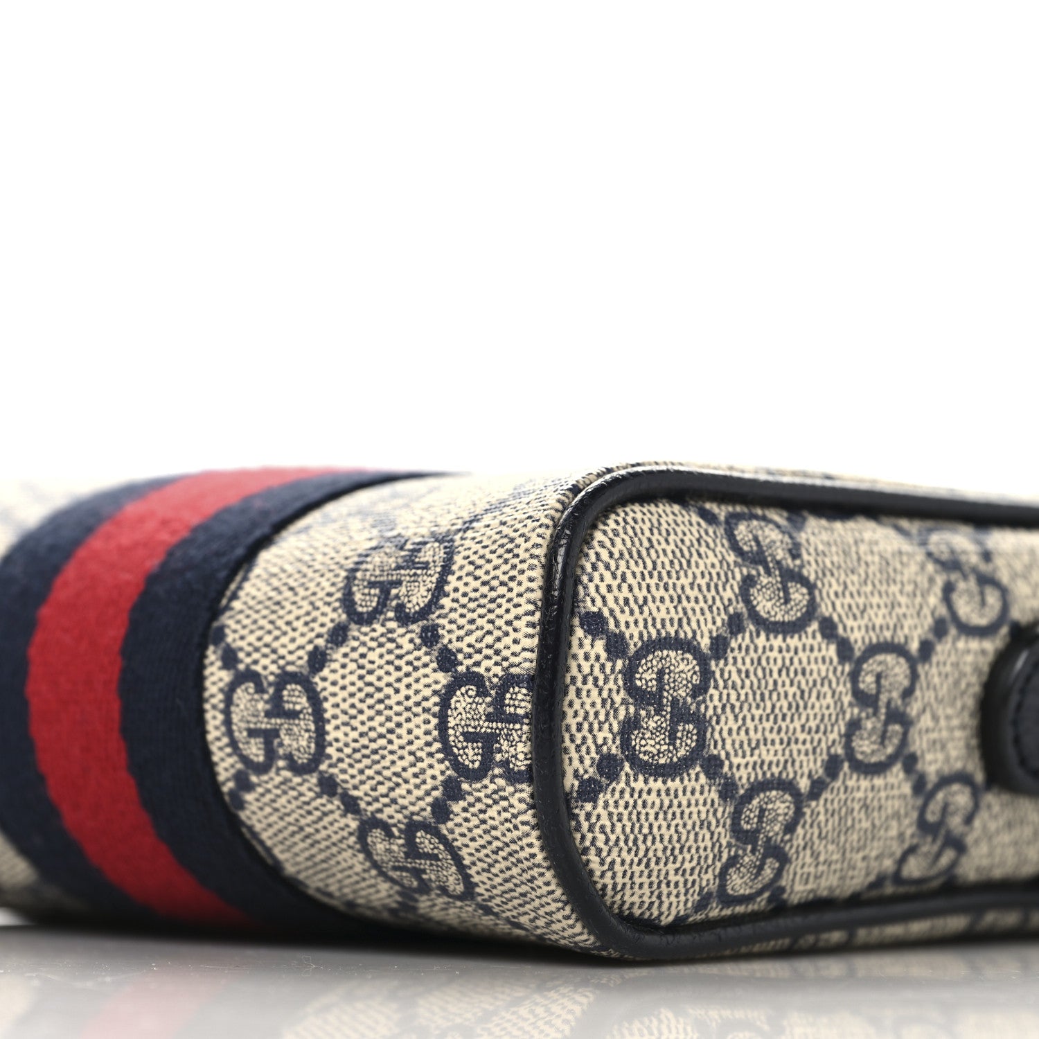 Gucci GG Supreme Monogram Textured Calfskin Web Mini Ophidia Messenger Beige Blue 10 of 10