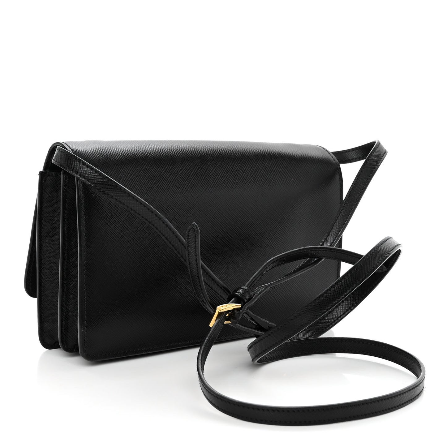 Saffiano Lux Bow Crossbody Bag Black