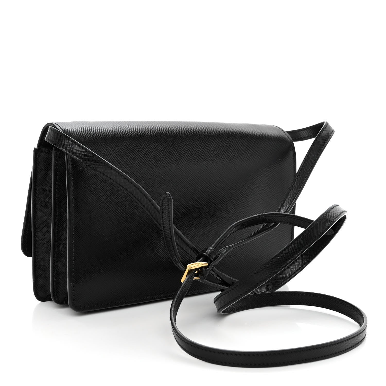Prada Saffiano Lux Bow Crossbody Bag Black 3 of 10