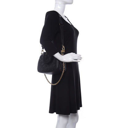 Louis Vuitton Lambskin Embossed Monogram Speedy 22 Bandouliere Black 2 of 10