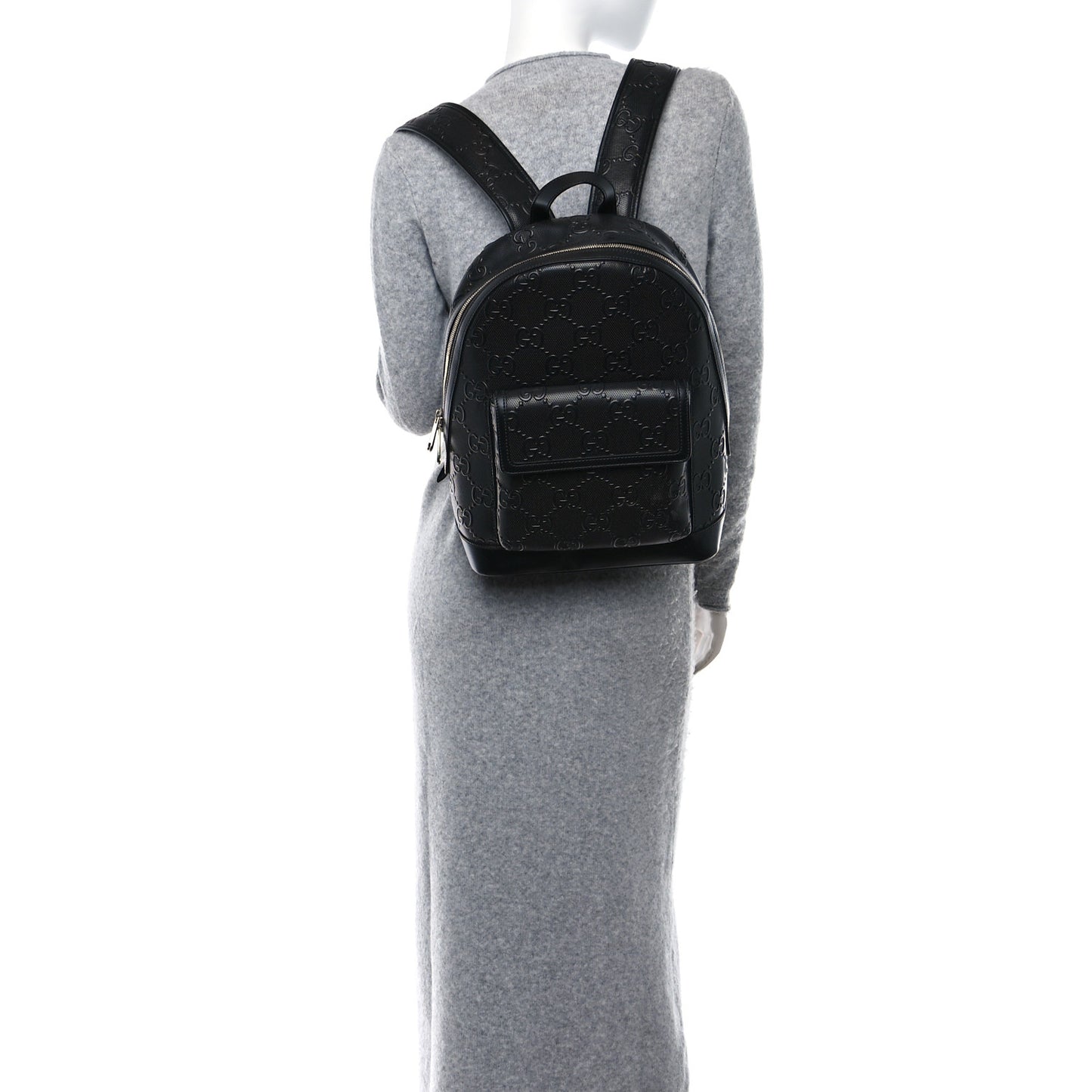 Calfskin GG Tennis Embossed Backpack Black