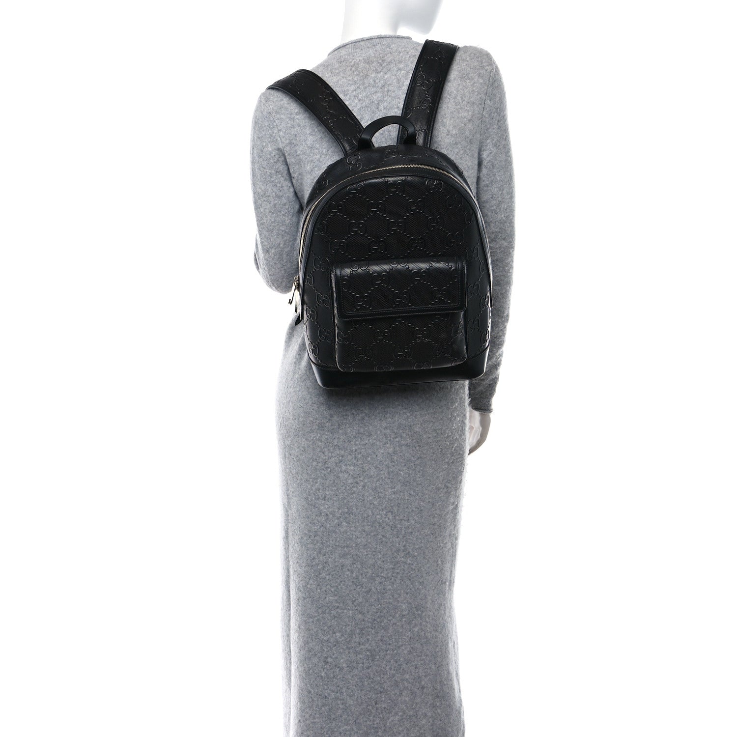 Gucci Calfskin GG Tennis Embossed Backpack Black 3 of 10