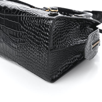 Balenciaga Shiny Supple Calfskin Crocodile Embossed Brass Hardware Neo Classic City Black 7 of 9