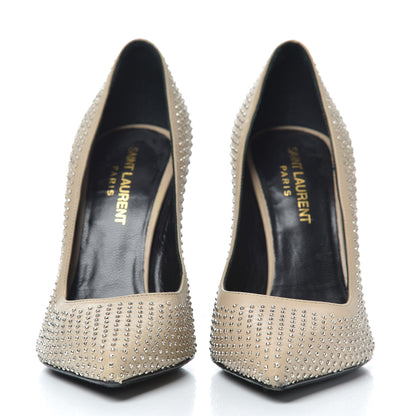 Saint Laurent Calfskin Micro Stud Paris 105 Pumps 36.5 Beige 2 of 14