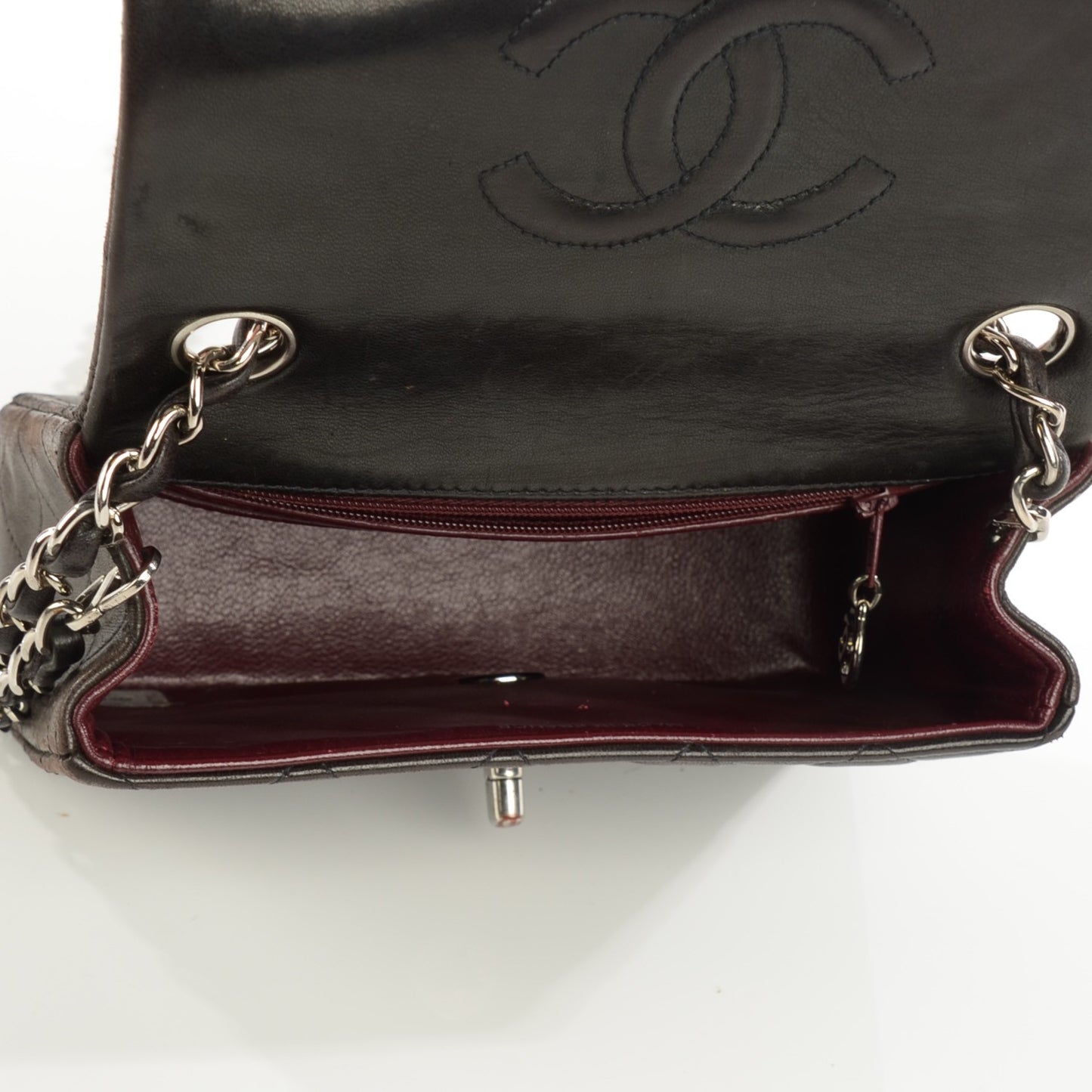 Lambskin Quilted Mini Square Flap Brown