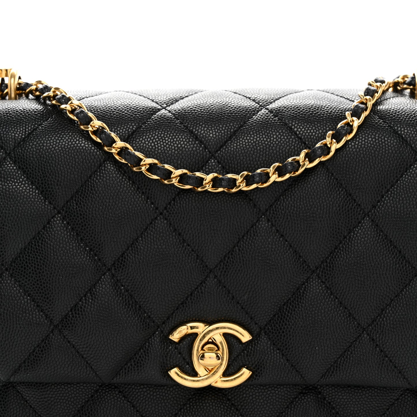 Caviar Quilted Coco First Flap Black