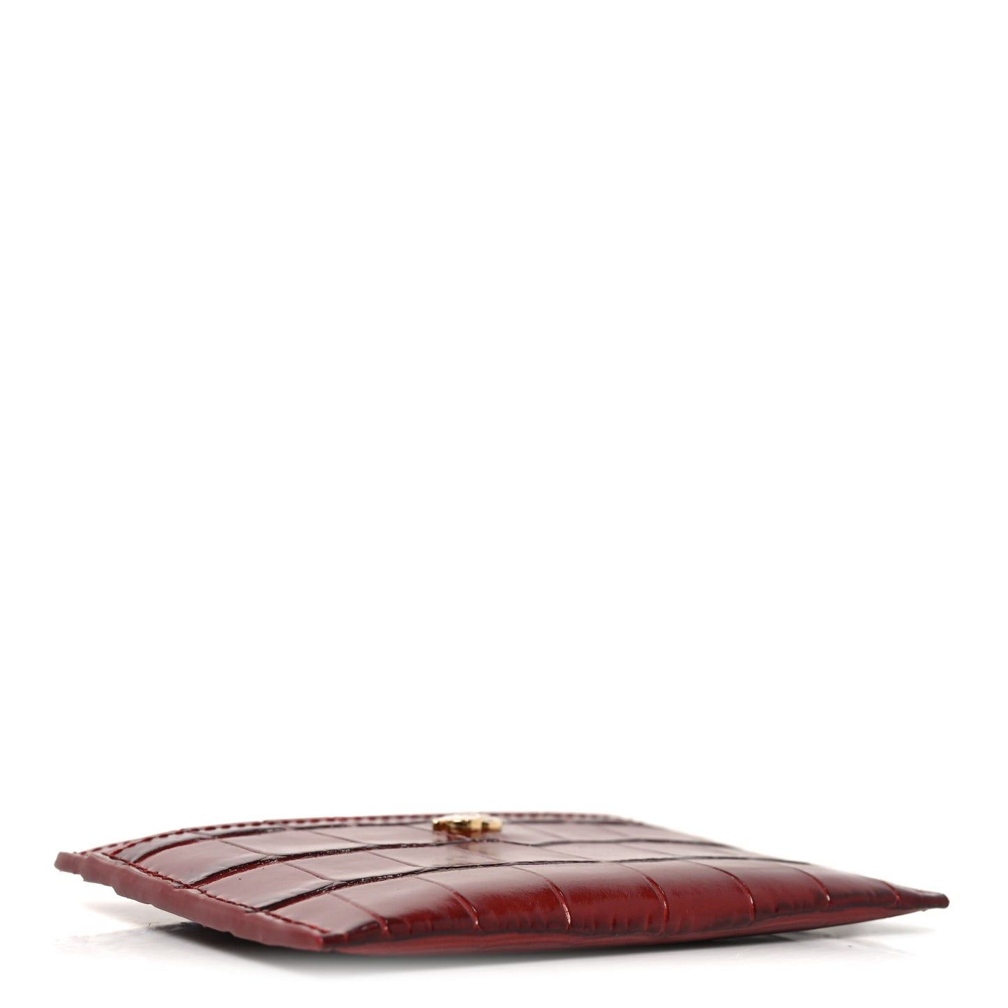 Calfskin Crocodile Embossed Crococo Card Holder Burgundy