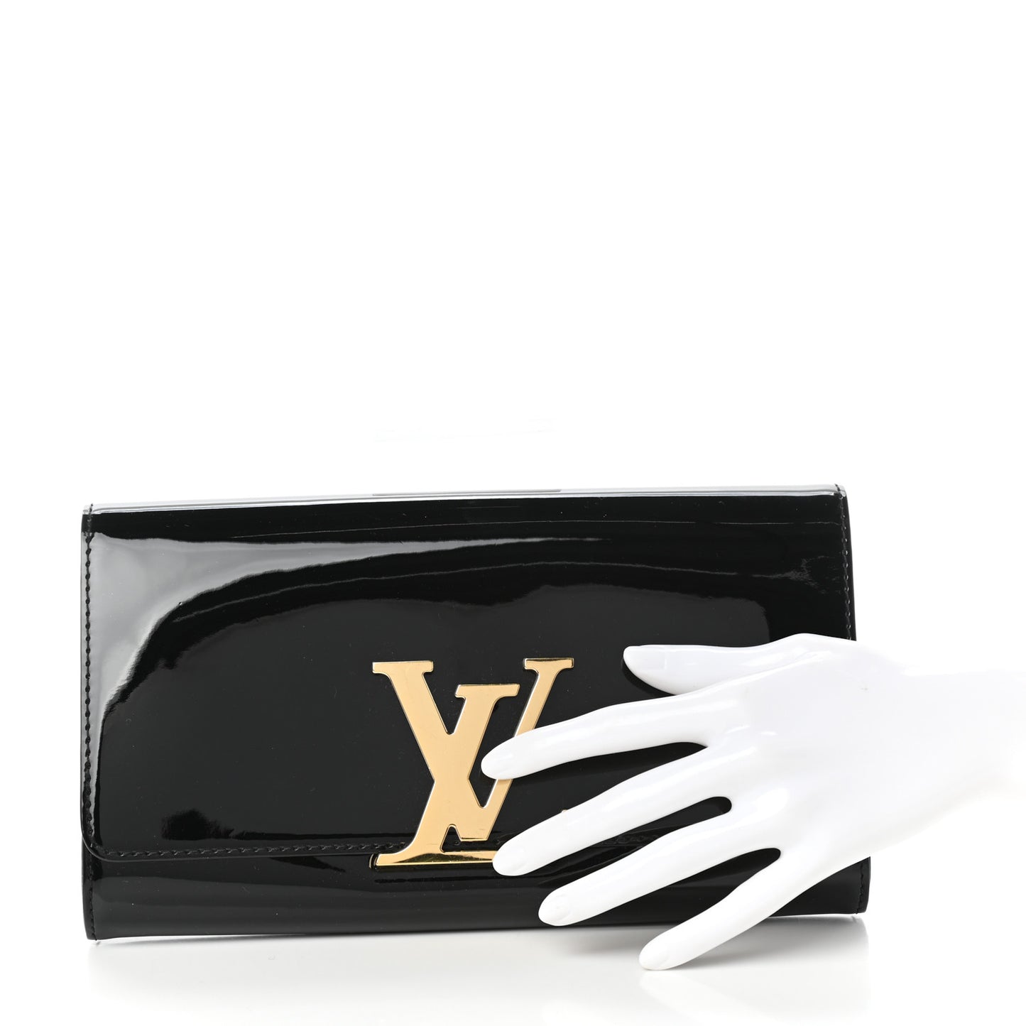 Patent Louise Clutch Black