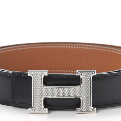 Hermes Box Togo 32mm Guilloche H Belt 90 Black Gold 8 of 9