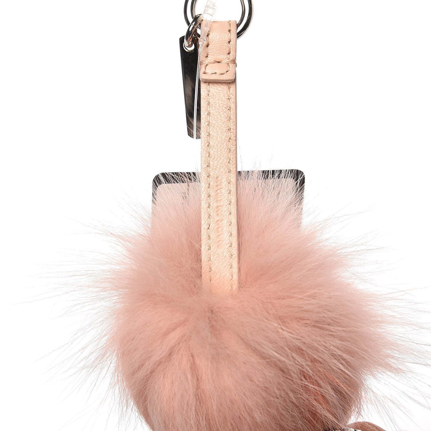 Fendi Fox Fur Polka Dot Pom Pom Bag Charm Light Pink Orange 3 of 4