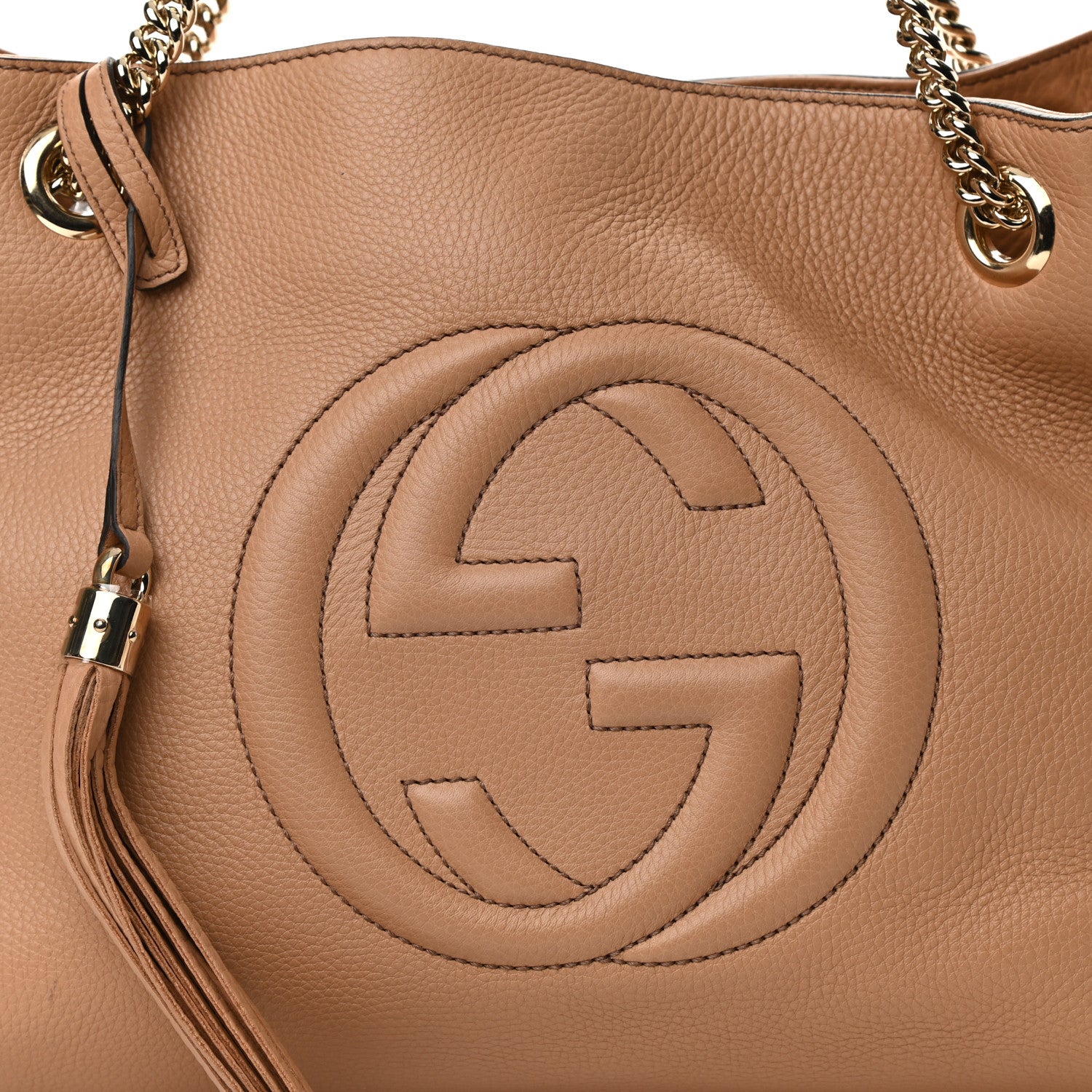 Gucci Pebbled Calfskin Medium Soho Chain Shoulder Bag Camelia 8 of 12