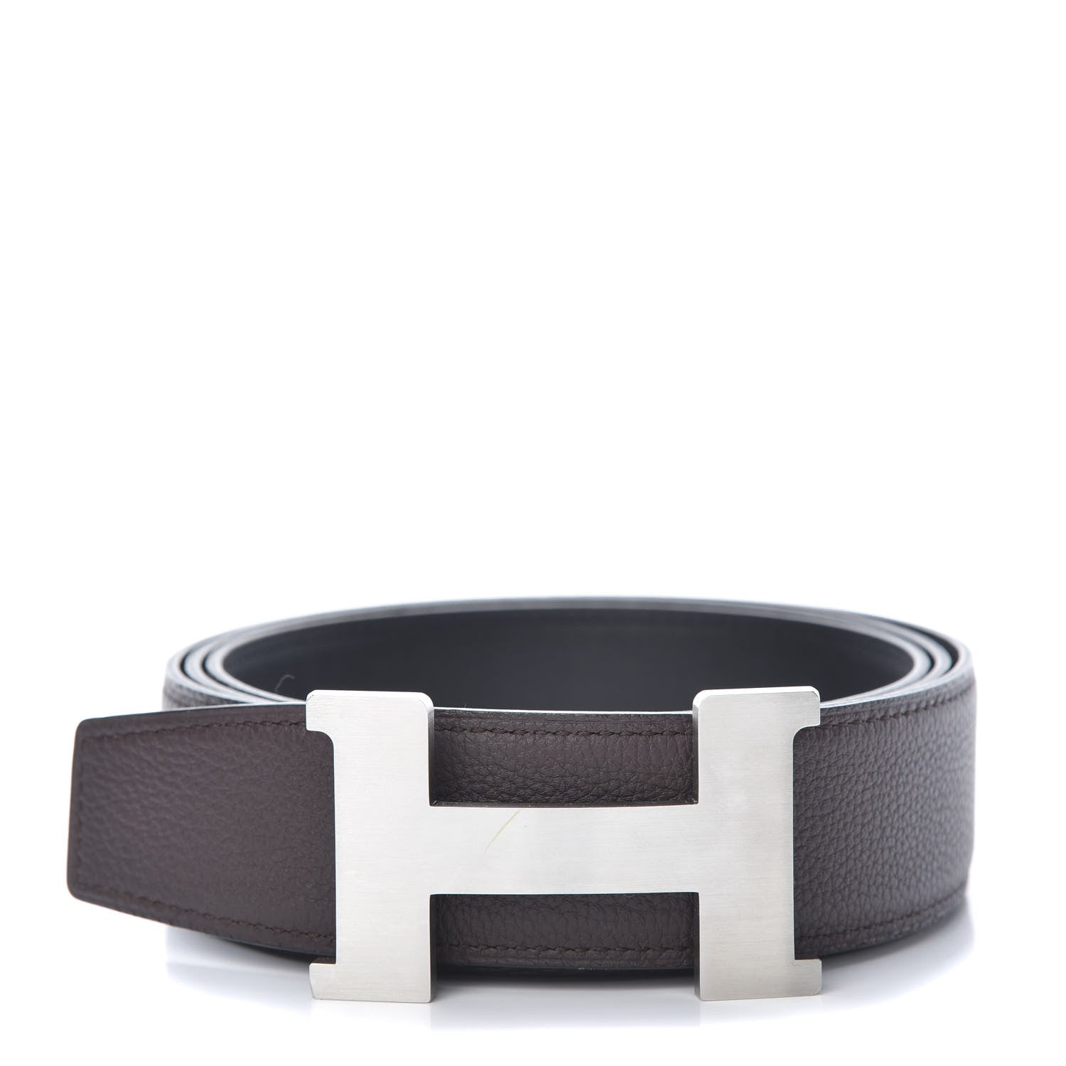 Hermes Togo Swift 42mm Constance H Belt 115 Black Chocolate 1 of 6