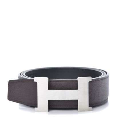 Hermes Togo Swift 42mm Constance H Belt 115 Black Chocolate 1 of 6