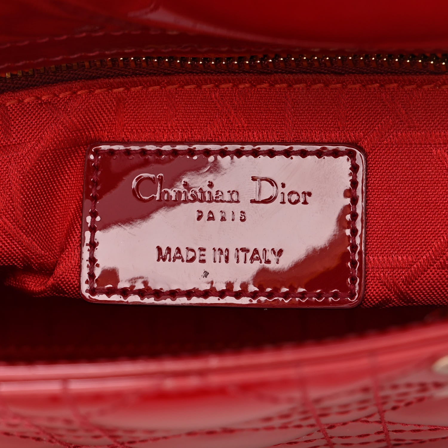 Christian Dior Patent Cannage Mini Lady Dior Red 6 of 9