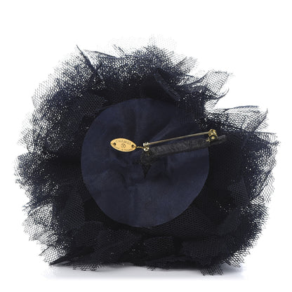 Chanel Tulle Camellia Brooch Navy Blue 3 of 6