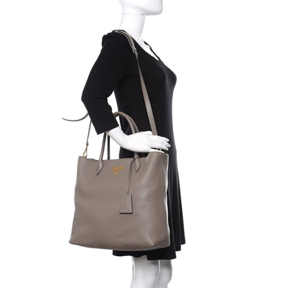 Prada Vitello Daino Zippered Tote Argilla 2 of 12