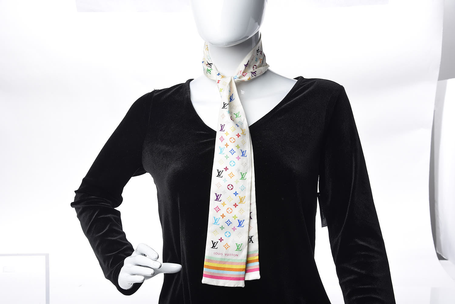 Louis Vuitton Silk Monogram Multicolor Bandeau White 2 of 5