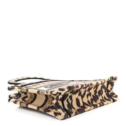 Christian Dior Canvas Mizza Embroidered Mini Leopard Book Tote Beige 4 of 11