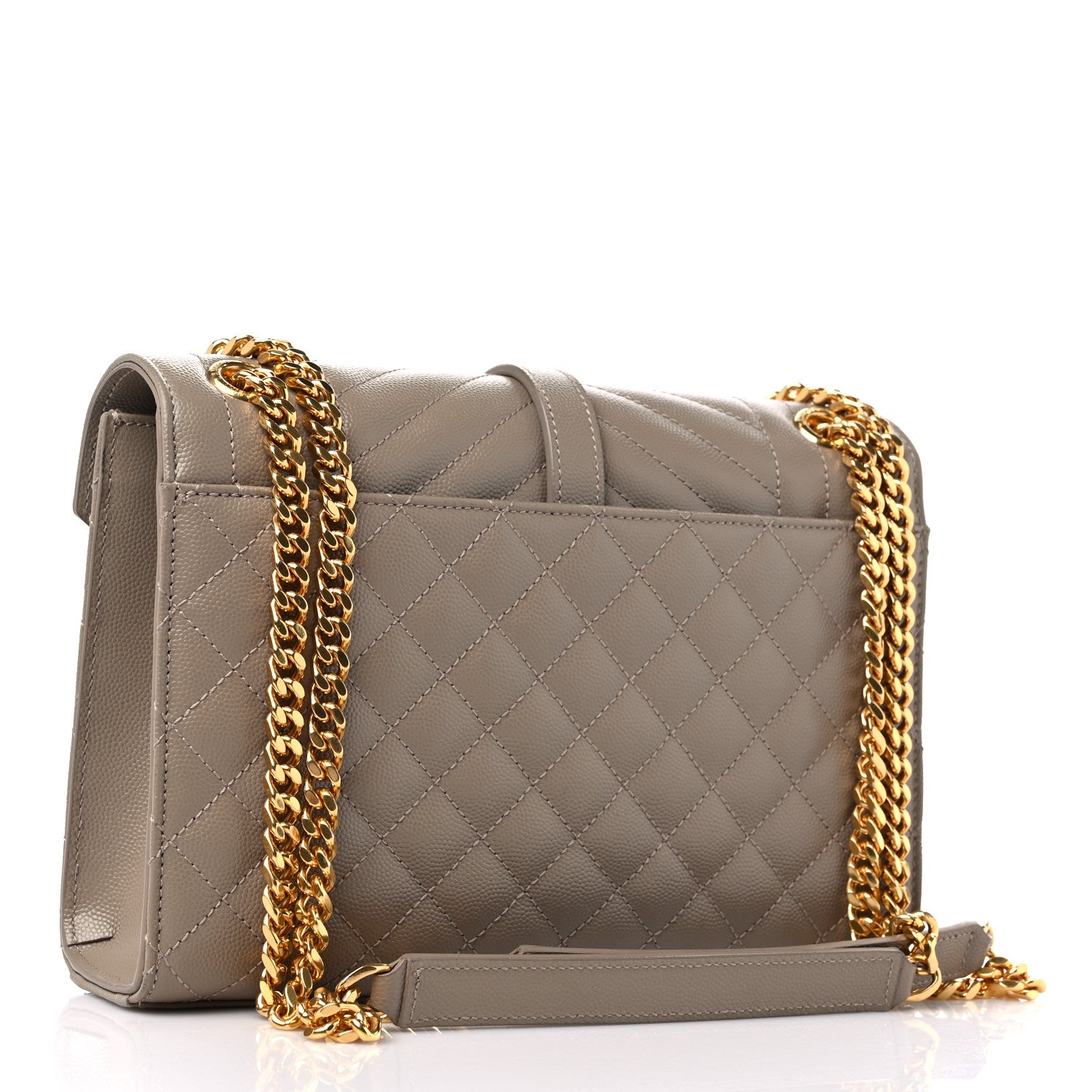 Saint Laurent Grain De Poudre Textured Mixed Matelasse Medium Triquilt Monogram Satchel Dark Beige 4 of 15