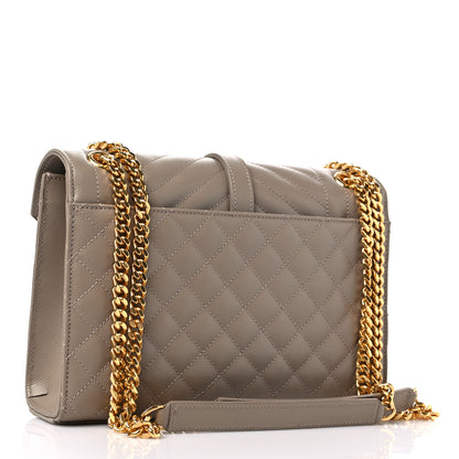 Saint Laurent Grain De Poudre Textured Mixed Matelasse Medium Triquilt Monogram Satchel Dark Beige 4 of 15