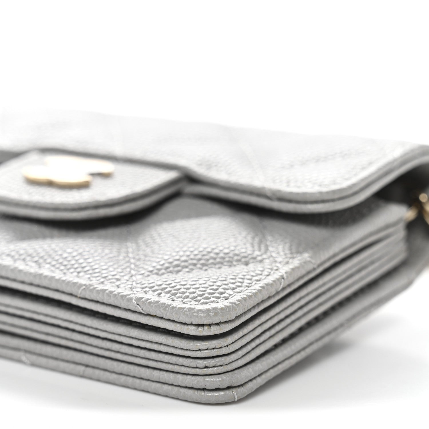 Chanel Caviar Quilted Flap Card Holder On Chain Grey 11 of 12