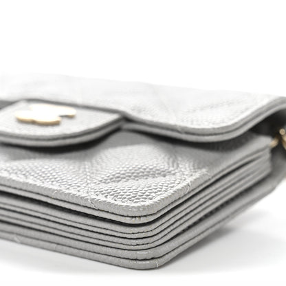 Chanel Caviar Quilted Flap Card Holder On Chain Grey 11 of 12