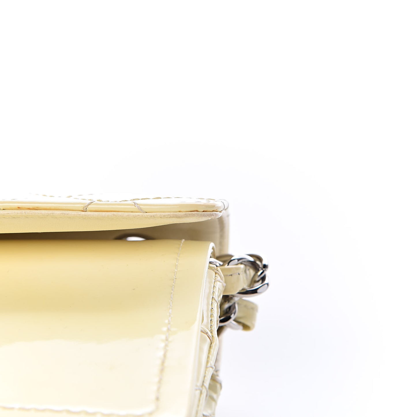 Patent Quilted Medium Double Flap Ivory