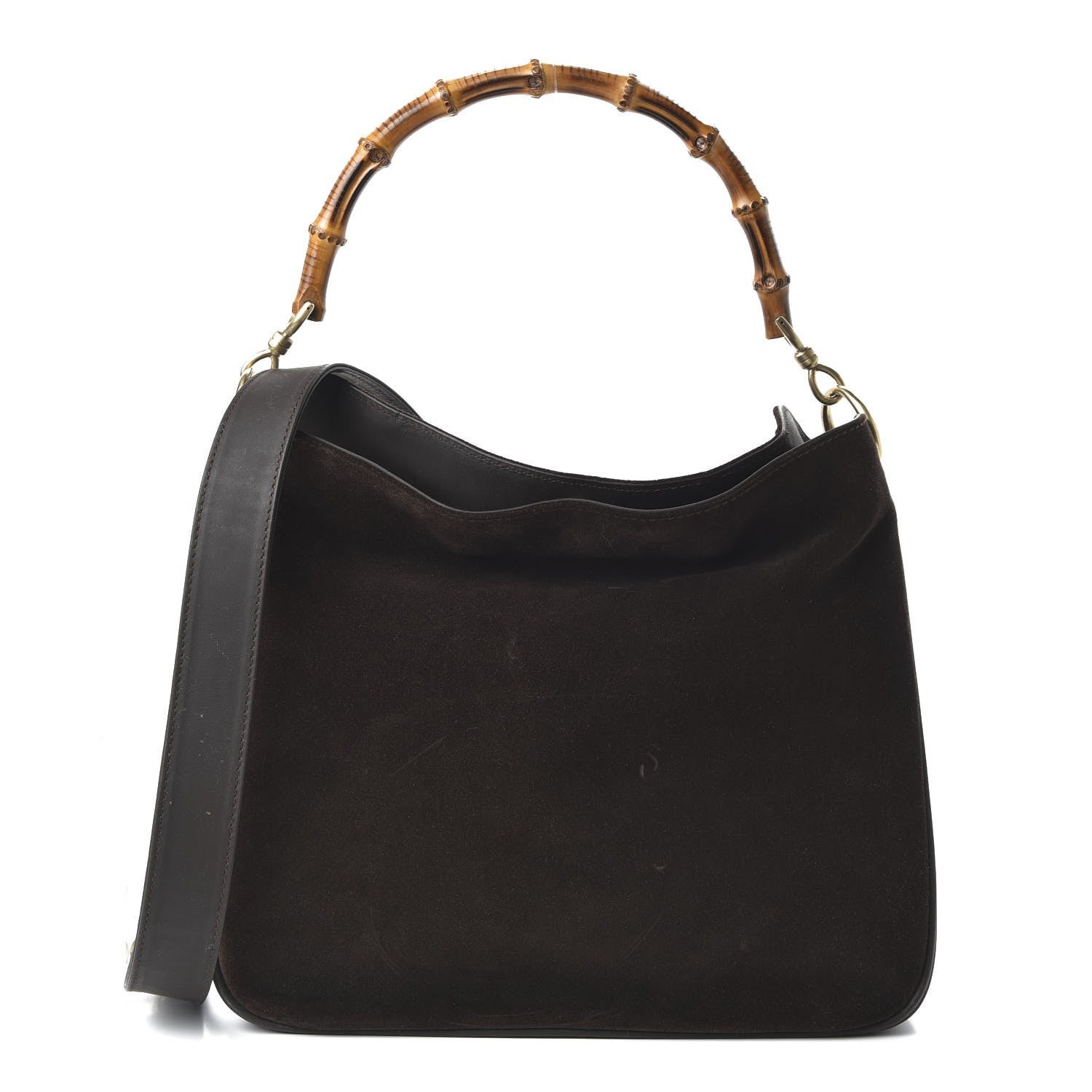 Gucci Suede Bamboo Top Handle Tote Dark Brown 1 of 10