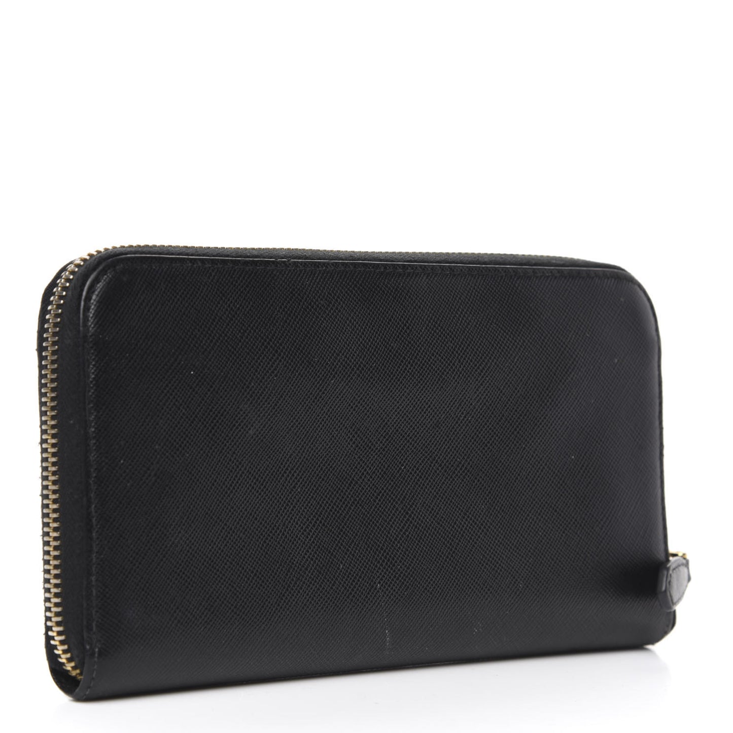 Saffiano Triangle Zip Around Wallet Black