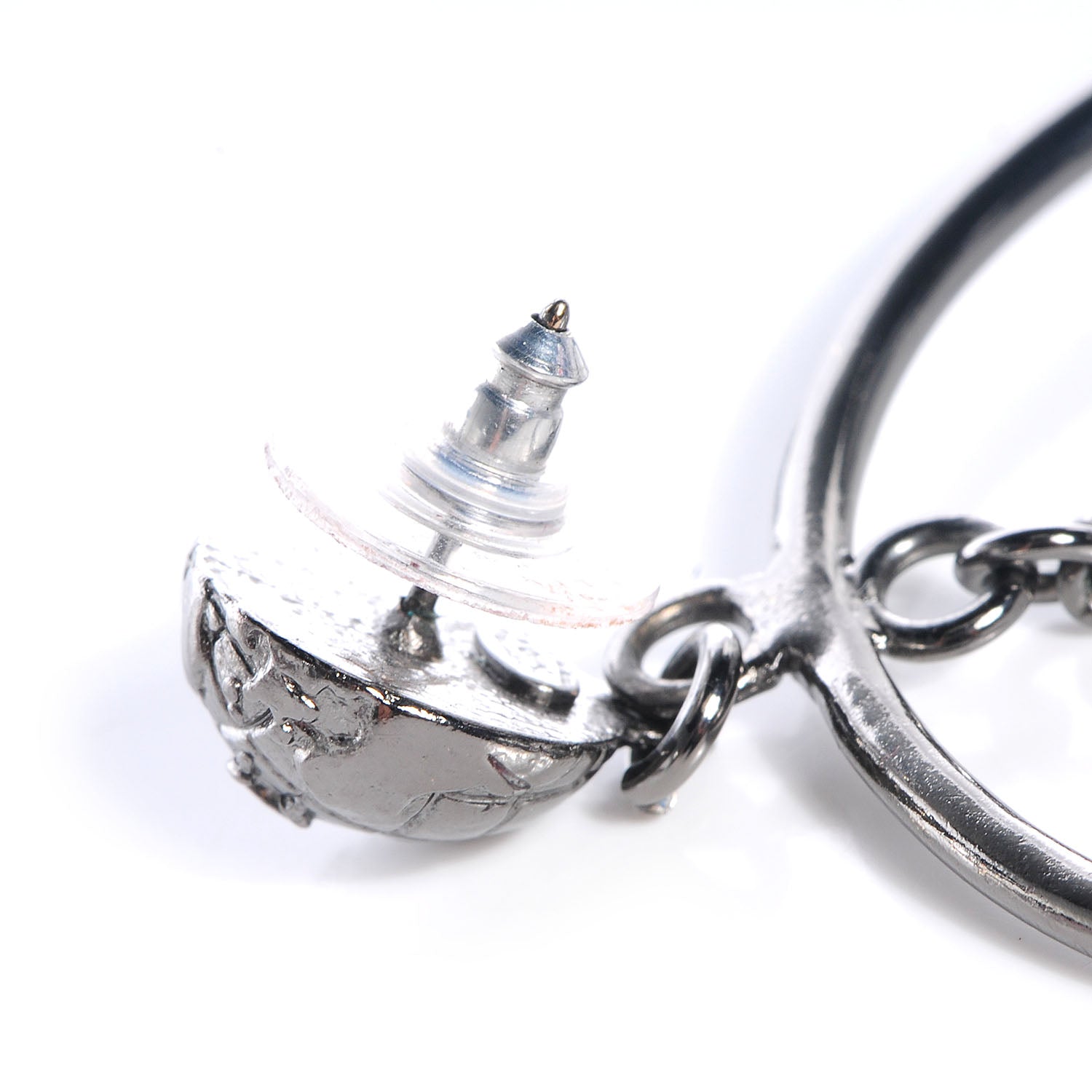Chanel Ruthenium Large Saturn Drop Earrings 5 of 7