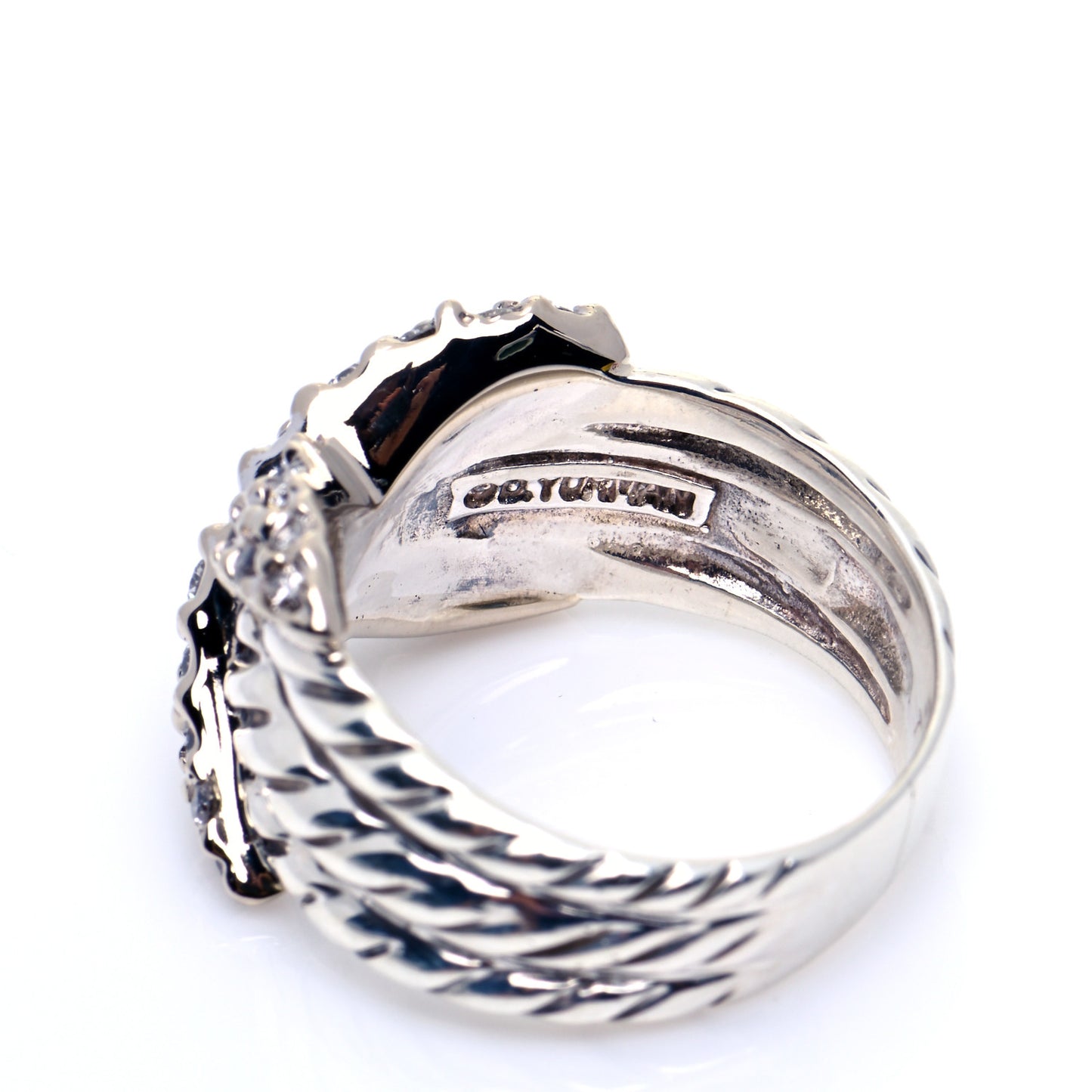 Sterling Silver Diamond 12mm X Crossover Ring 52 6