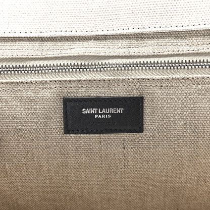Saint Laurent Linen Calfskin Rive Gauche Tote Optic White 6 of 12