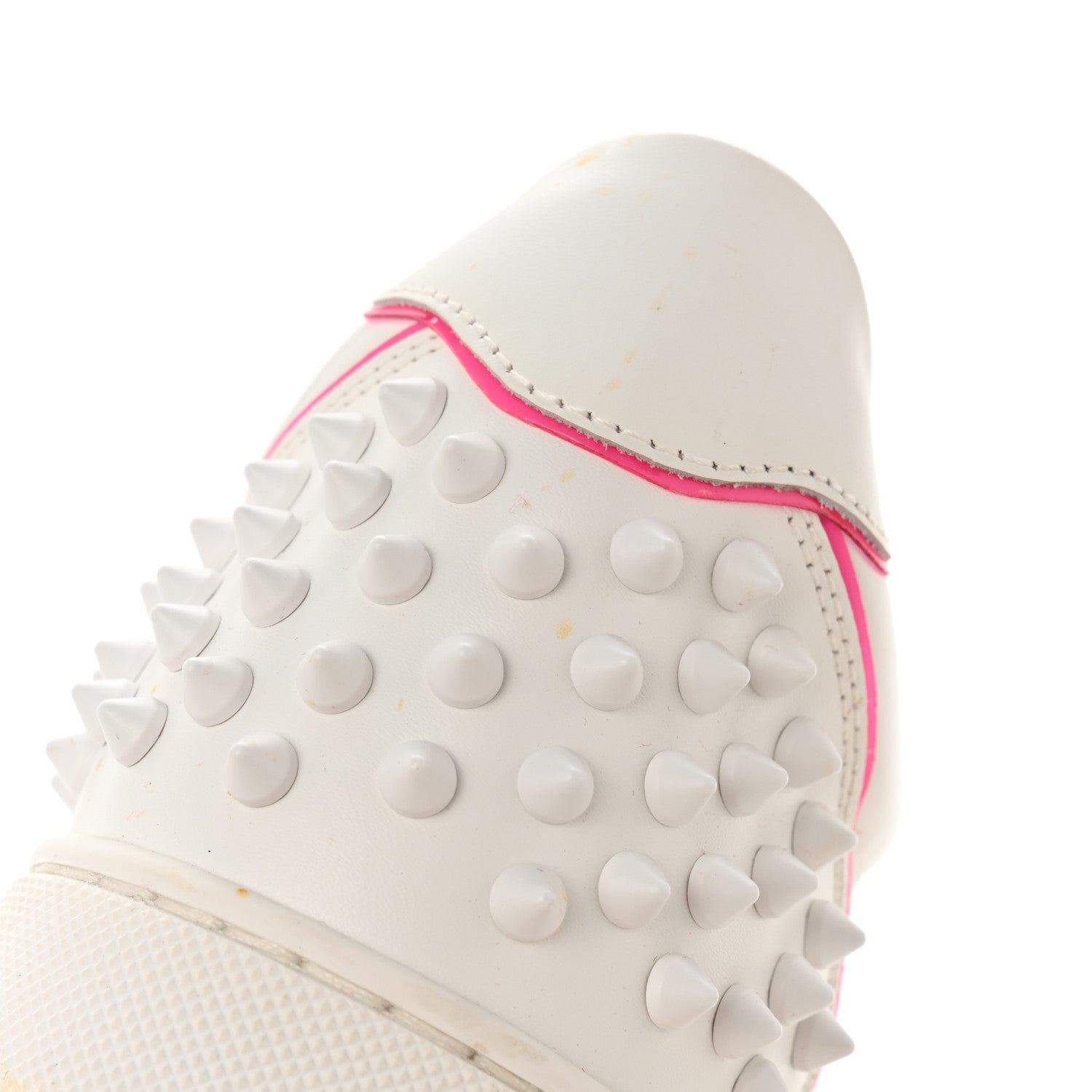 Christian Louboutin Calfskin Vieira Spikes Flat Sneakers 38 Bianco Rose 12 of 13