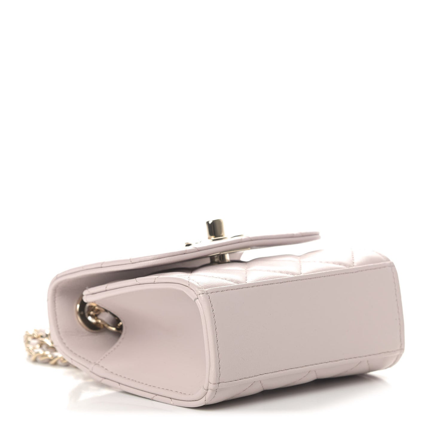 Lambskin Quilted Mini Trendy CC Clutch With Chain Light Purple